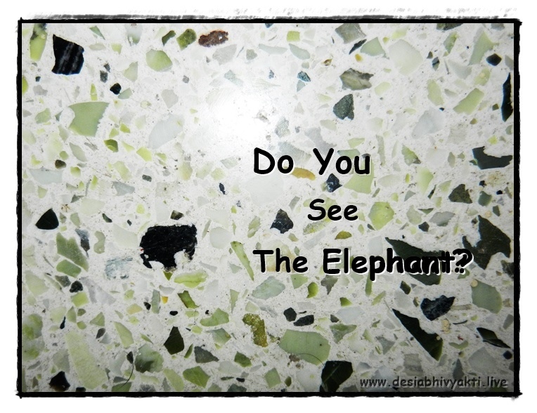 A creative view - Elephant picture on chips tiles floor