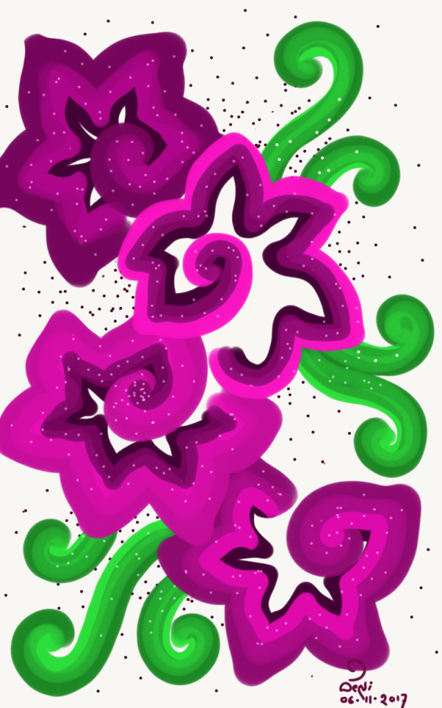 A floral art drawn in fingertip using adobe photoshop sketch app.